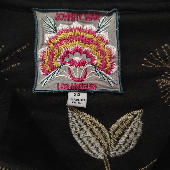 Johnny Was Womens Velour Track Jacket Embroidered Size XXL Black - Picture 3 of 9